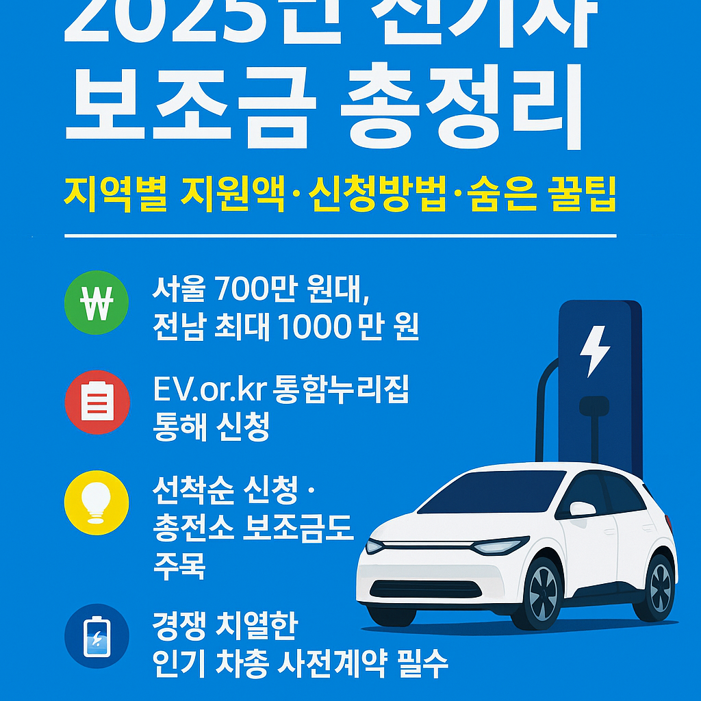 2025년 전기차 보조금 한눈에 보기: 지역별 지원액·신청 꿀팁 가이드