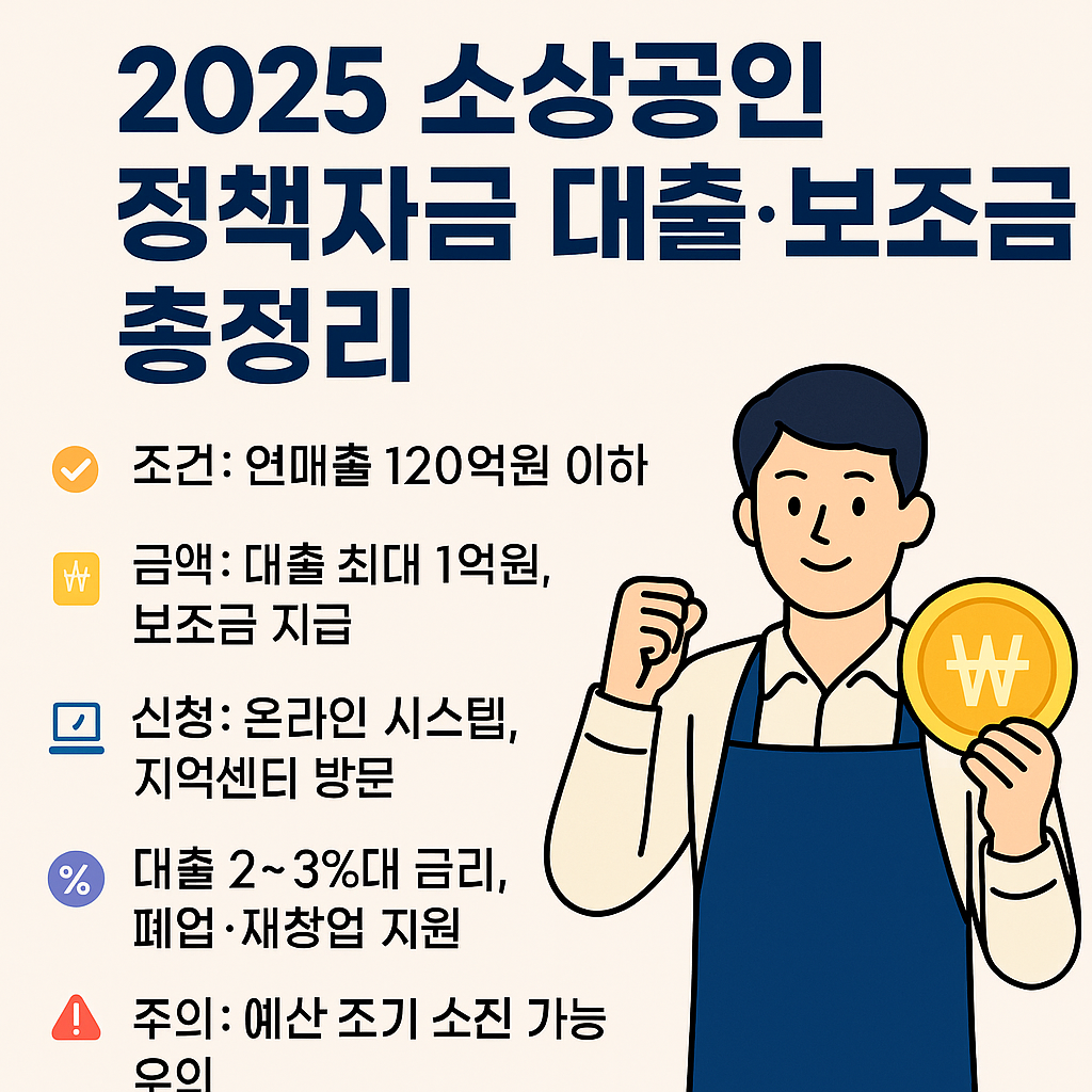 2025 소상공인 정책자금 지원 총정리: 대출·보조금 조건과 신청방법