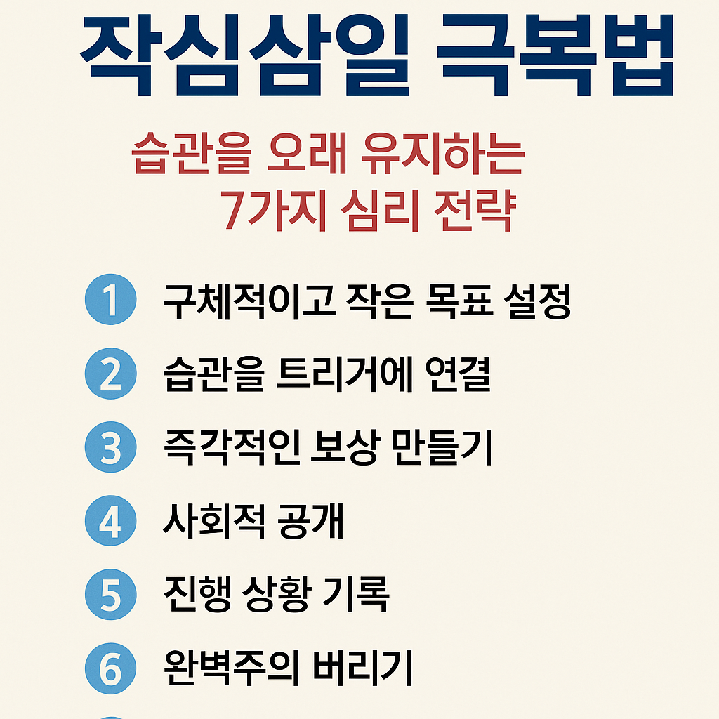 습관을 오래 유지하는 법: 작심삼일 극복을 위한 7가지 심리 전략